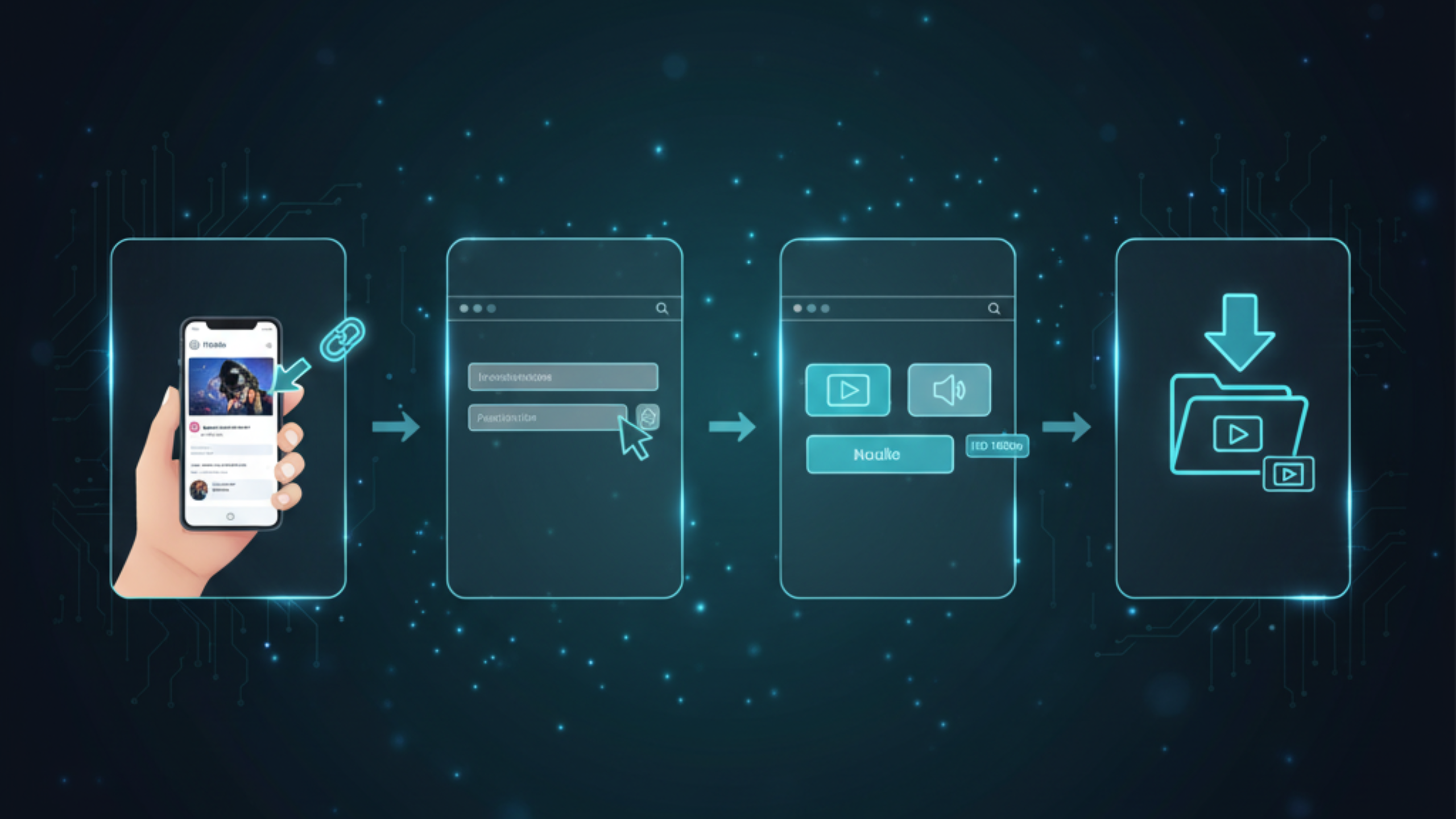 Visual steps to download Instagram videos using a browser downloader
